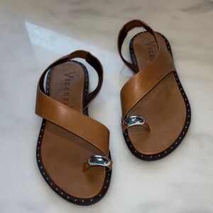 Vicenza Tan Leather Sandals with Silver Accent